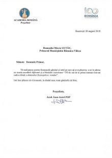 academia romana, scrisoare, primaria valcea