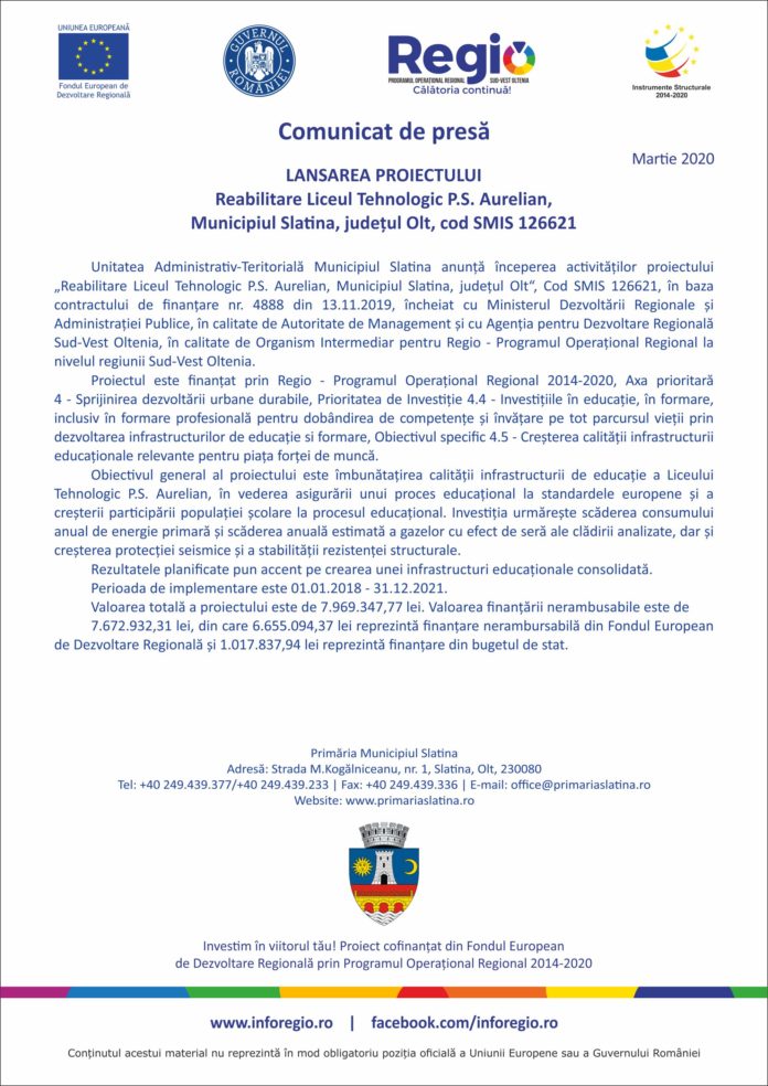 slatina, proiect, primarie