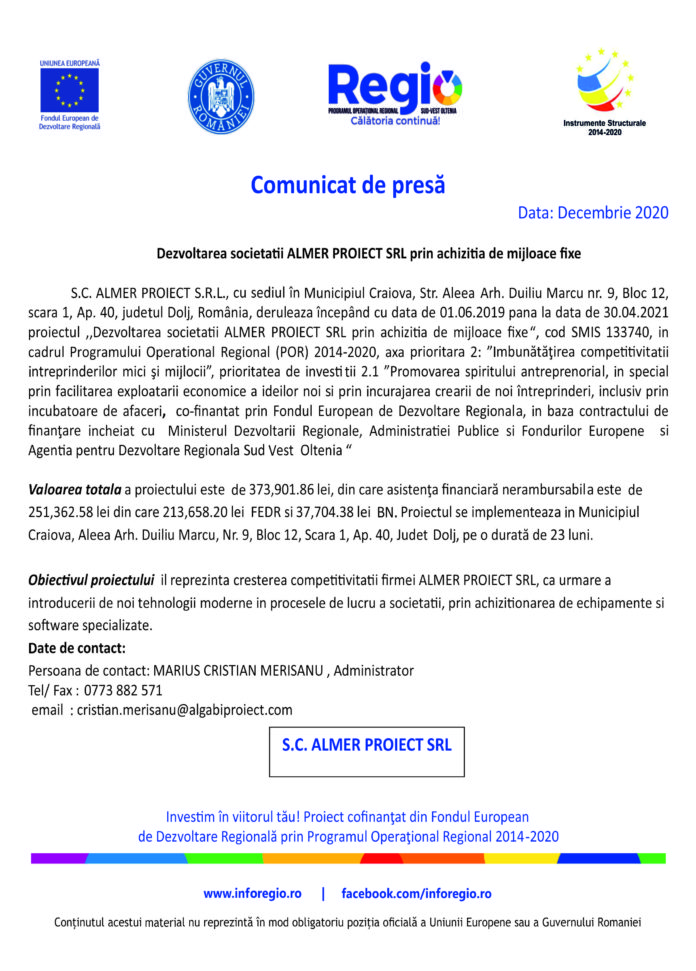 COMUNICAT PUBLICARE