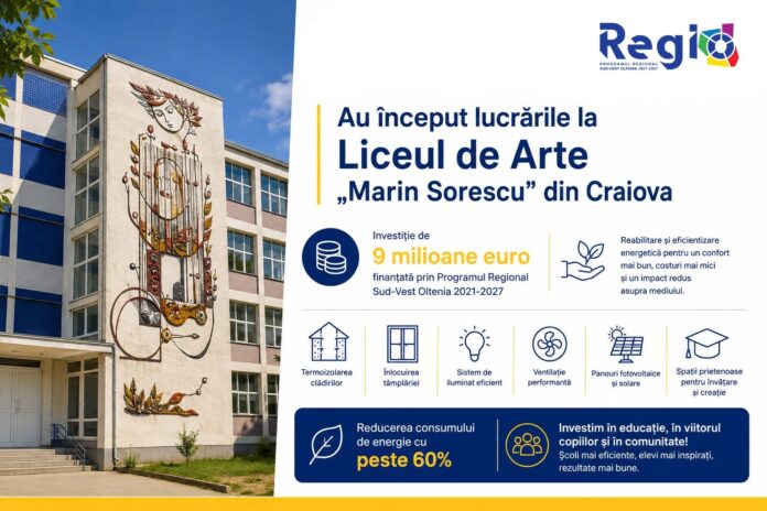 Au început lucrările de modernizare la Liceul de Arte „Marin Sorescu” din Craiova