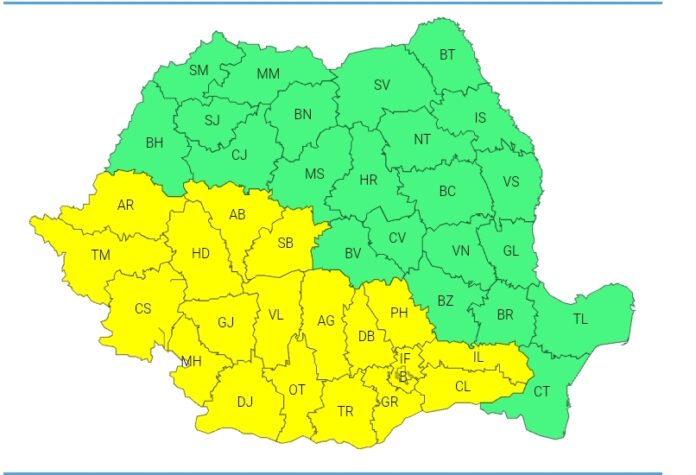 Weekend cu vreme extremă în Oltenia: ploi torențiale, grindină și vijelii