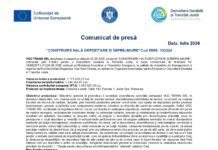 Comunicat de presă: ”CONSTRUIRE HALĂ DEPOZITARE ȘI ÎMPREJMUIRE”Cod SMIS: 352224