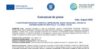Comunicat de presă: ”CONSTRUIRE PENSIUNE TURISTICA, IMPREJMUIRE, BAZIN VIDANJABIL, PISCINA SI SISTEMATIZARE PE VERTICALA” Cod SMIS: 355380 Comunicat de presă: ”CONSTRUIRE PENSIUNE TURISTICA, IMPREJMUIRE, BAZIN VIDANJABIL, PISCINA SI SISTEMATIZARE PE VERTICALA” Cod SMIS: 355380
