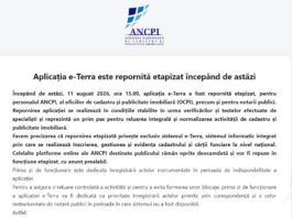 Aplicația e-Terra și-a reluat activitatea. ANCPI recuperează întârzierile acumulate Aplicația e-Terra și-a reluat activitatea